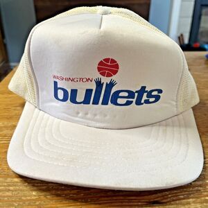 Vintage Washington Bullets Hat All White Snapback Cap Foam Front Mesh Trucker
